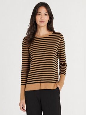 Eileen Fisher tencel silk striped sweater top, petite small